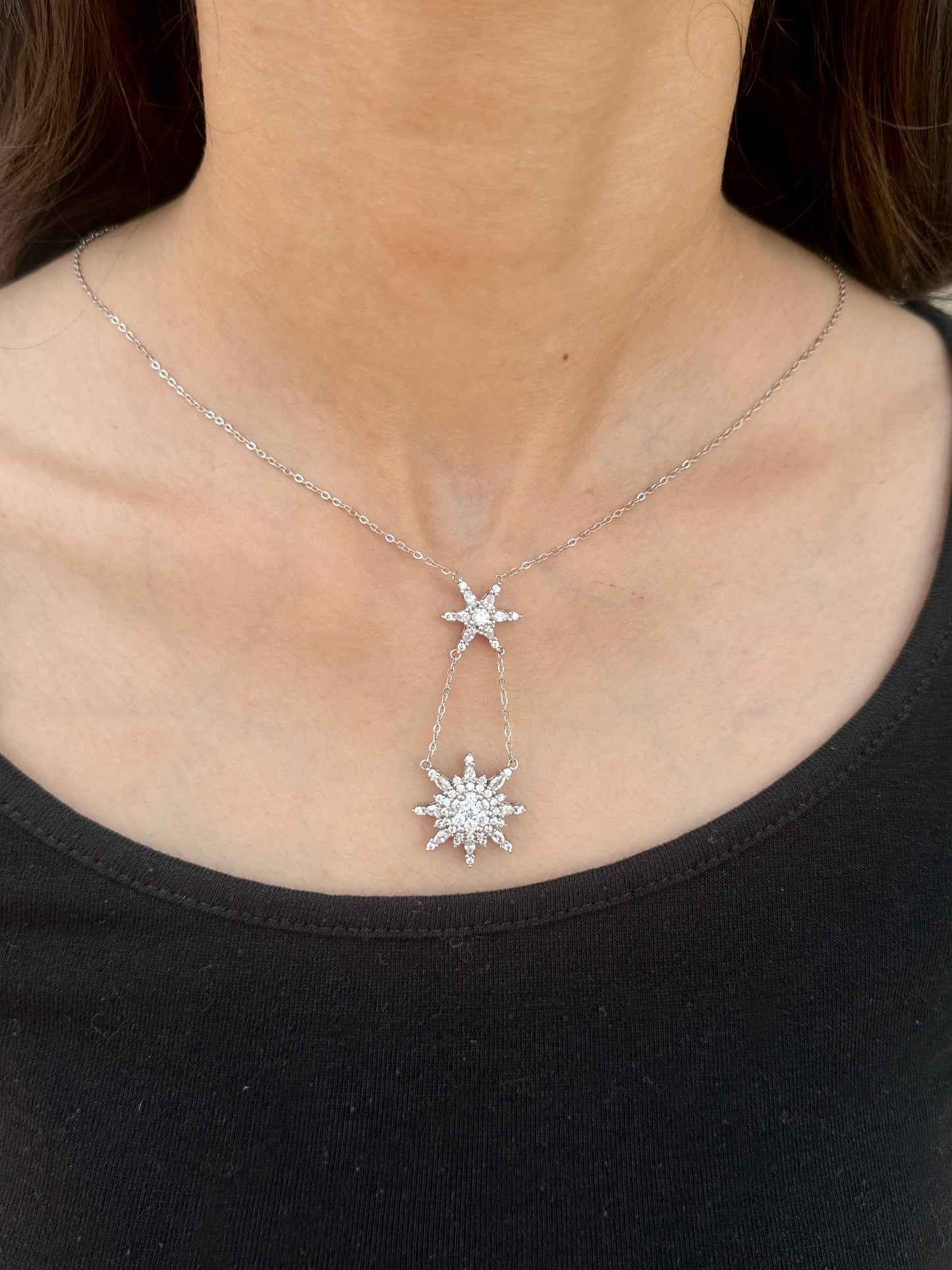 Starlit Grace Silver Necklace