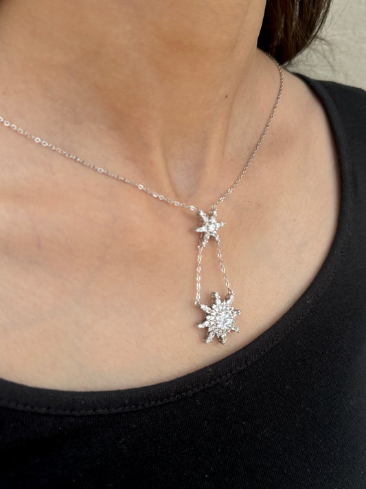 Starlit Grace Silver Necklace