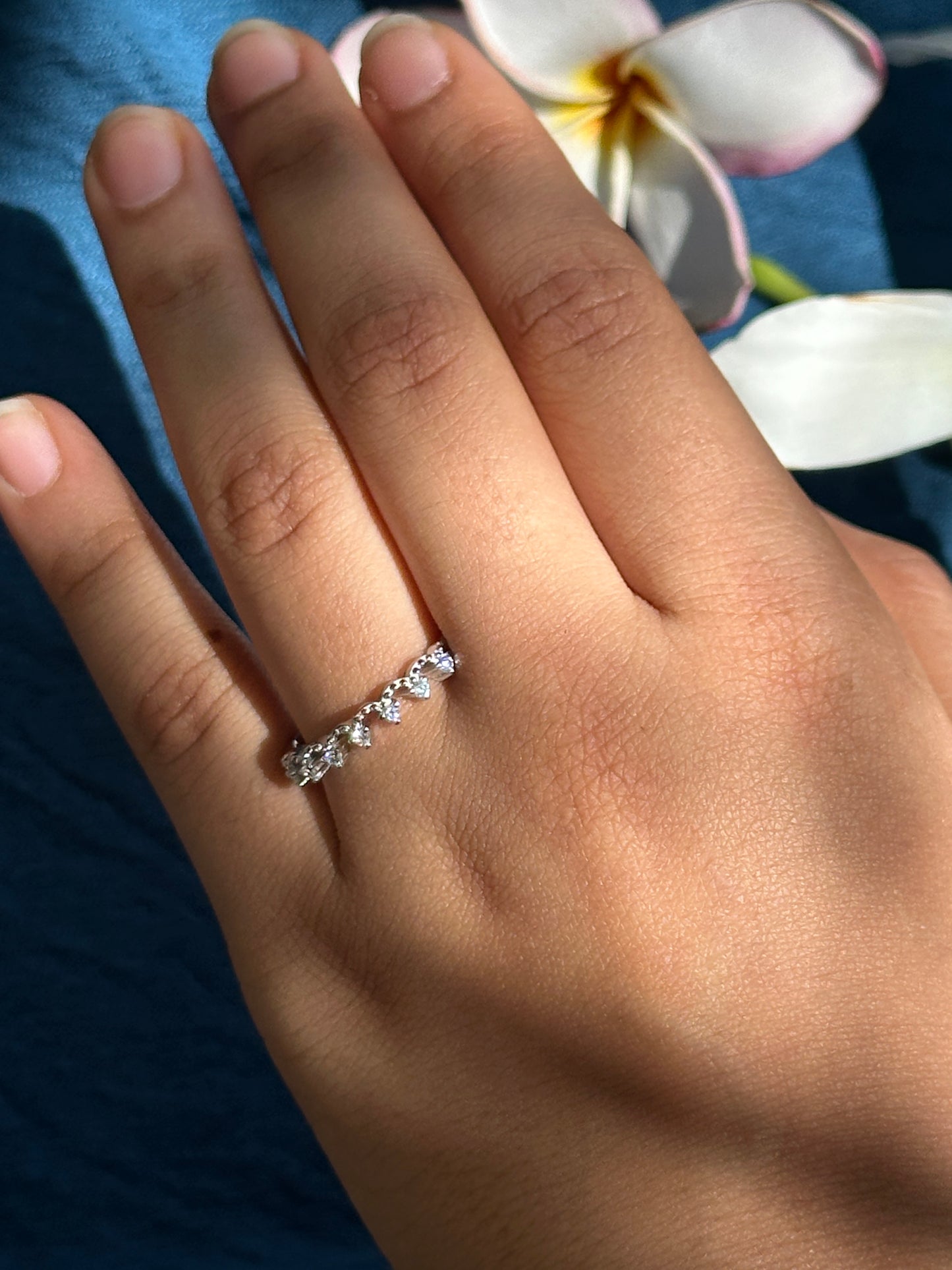Elegant Silver Ring with Teardrop Diamonds
