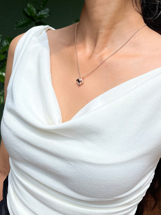 Rose Gold Polish Silver Necklace (Rhodium)