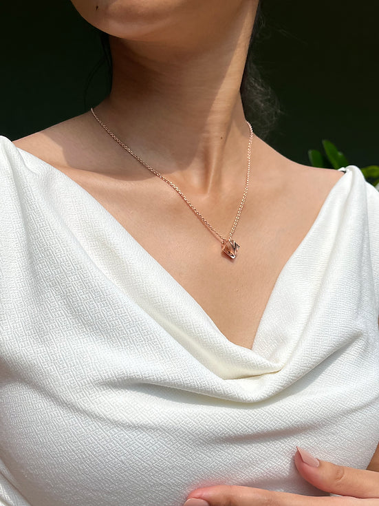 Rose Gold Polish Silver Necklace (Rhodium)