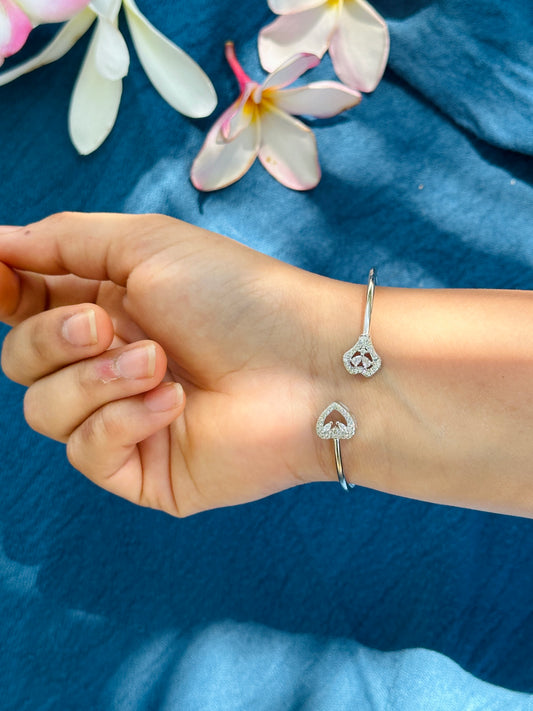 Double Heart Silver Kada
