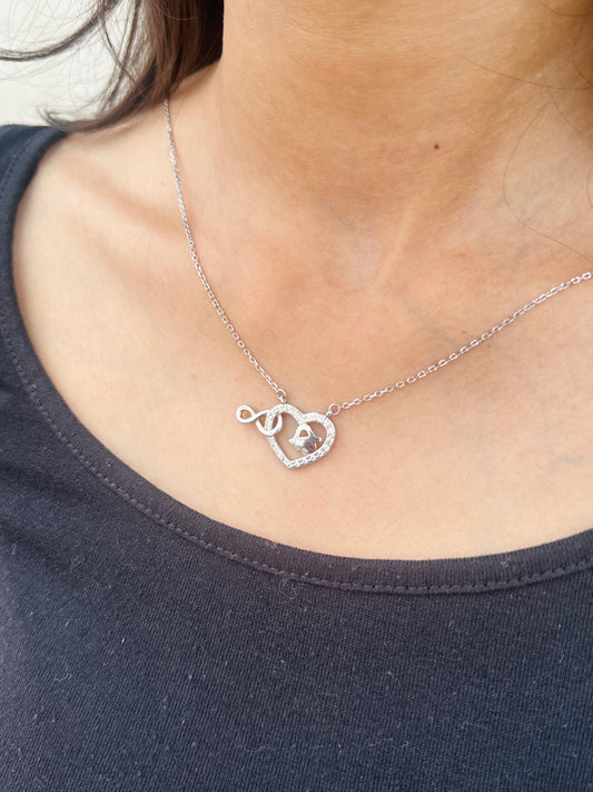 Heart X Infinity Pendant Silver Necklace