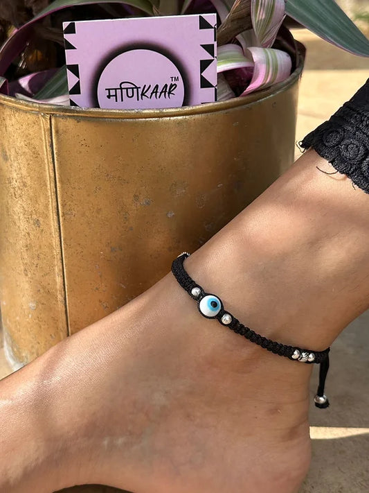 (Single ) Evil Eye Threaded Single Anklet