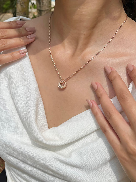Rose Gold Polish Silver Necklace (Rhodium)