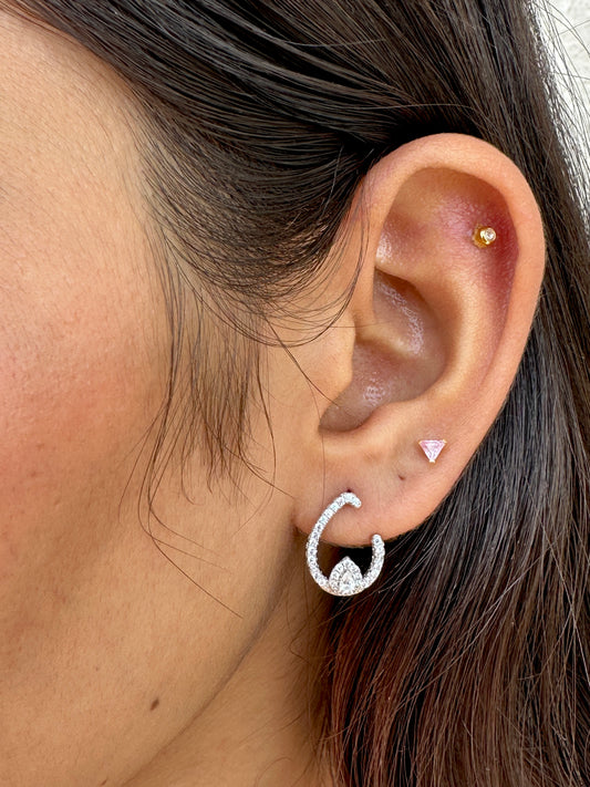 Luna Glow Hoop Silver Studs