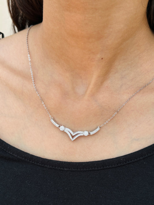 Celeste V Silver Necklace