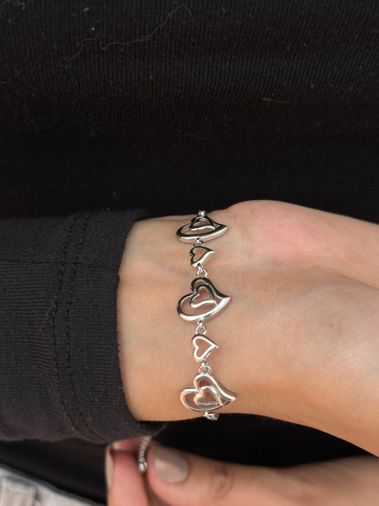 Heart Intertwined Silver Bracelet