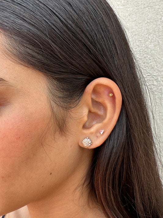 Sunburst Radiance Rose Gold Polish Studs