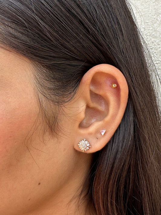 Sunburst Radiance Rose Gold Polish Studs