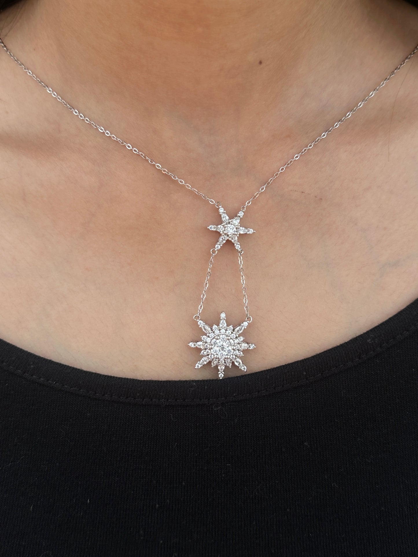 Starlit Grace Silver Necklace