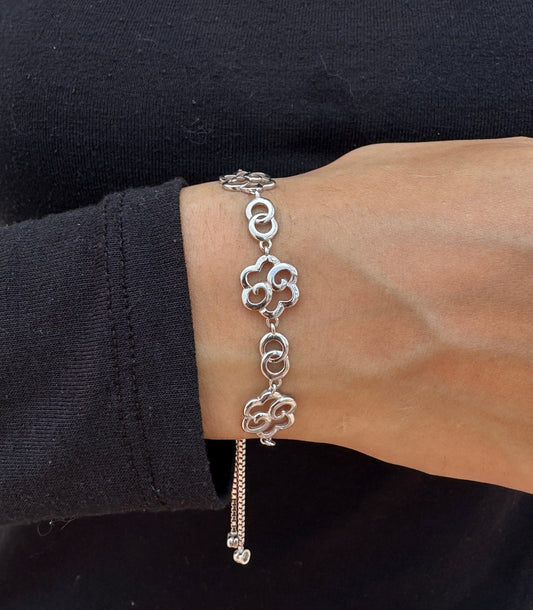 Floral Sleek Silver Bracelet