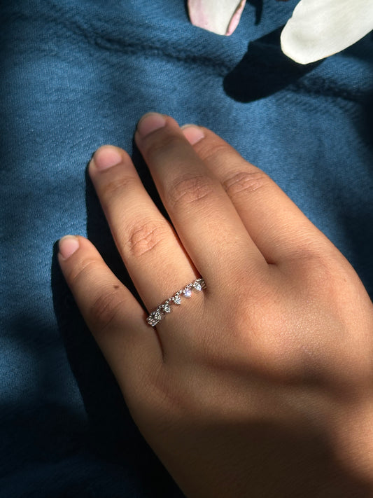 Elegant Silver Ring with Teardrop Diamonds
