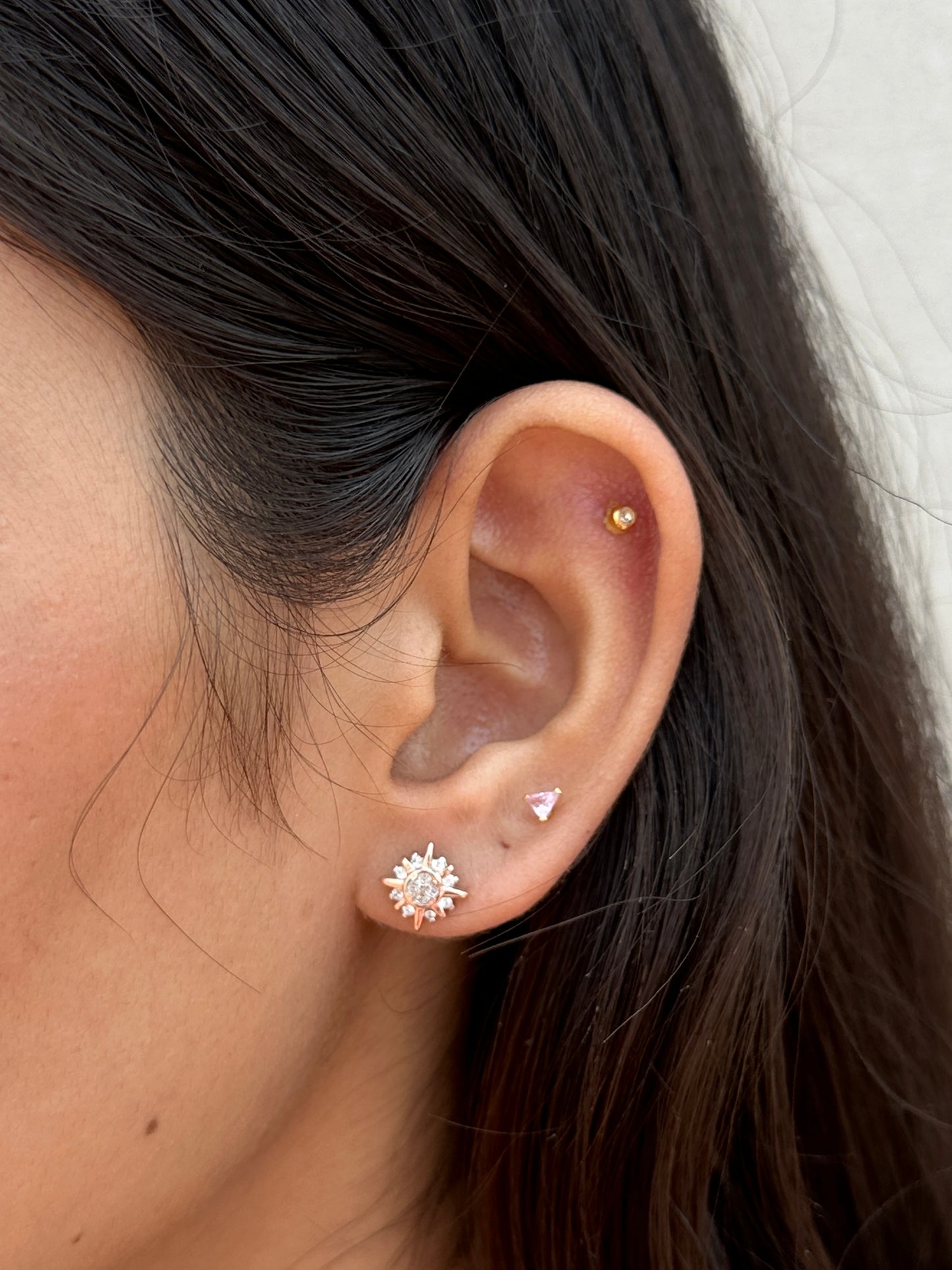 Sunburst Radiance Rose Gold Polish Studs