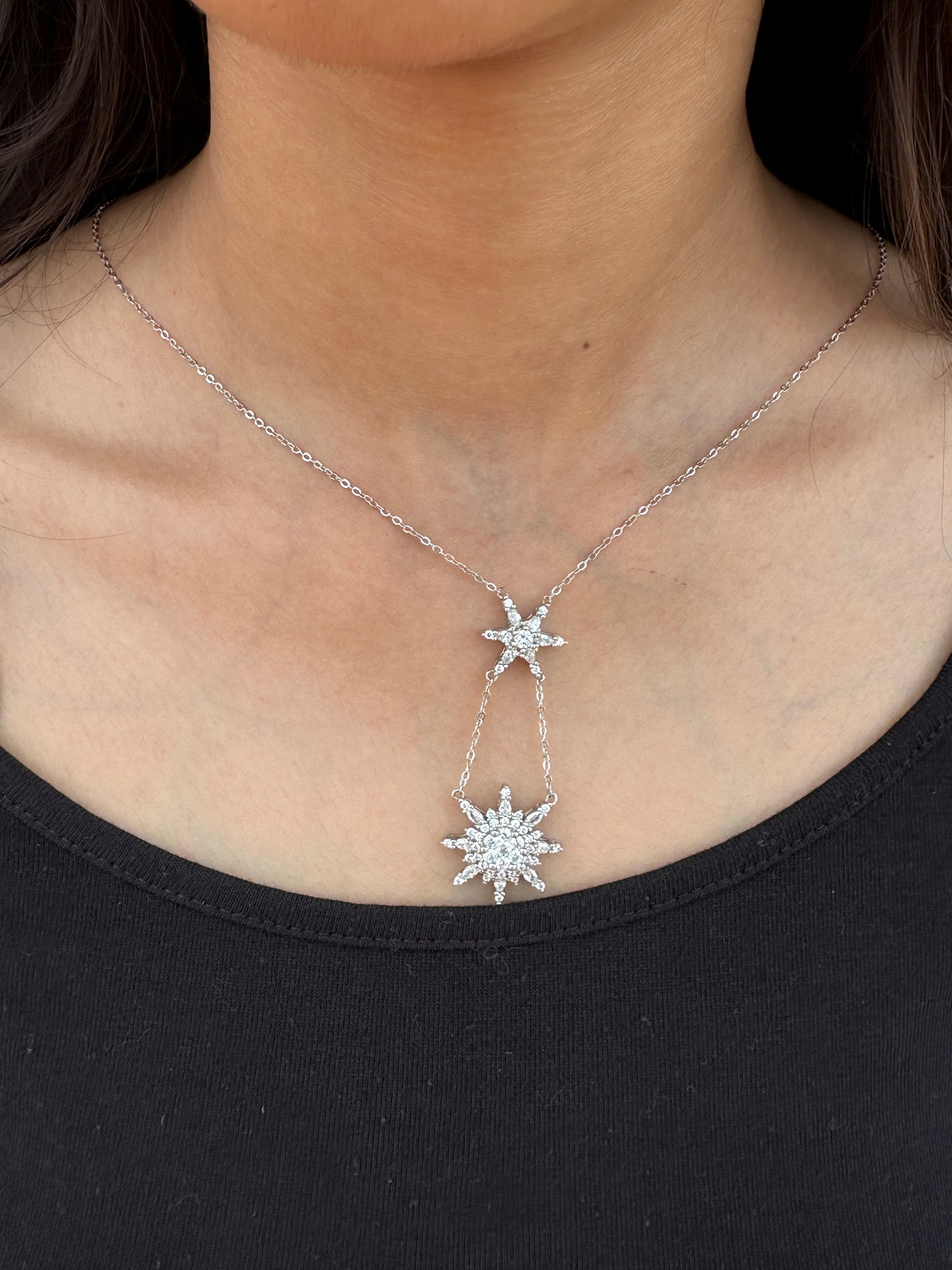 Starlit Grace Silver Necklace