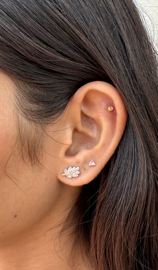 Whispering Leaves Rose Gold Polish Studs