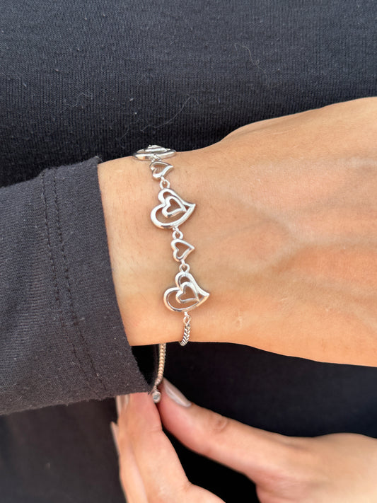 Heart Intertwined Silver Bracelet