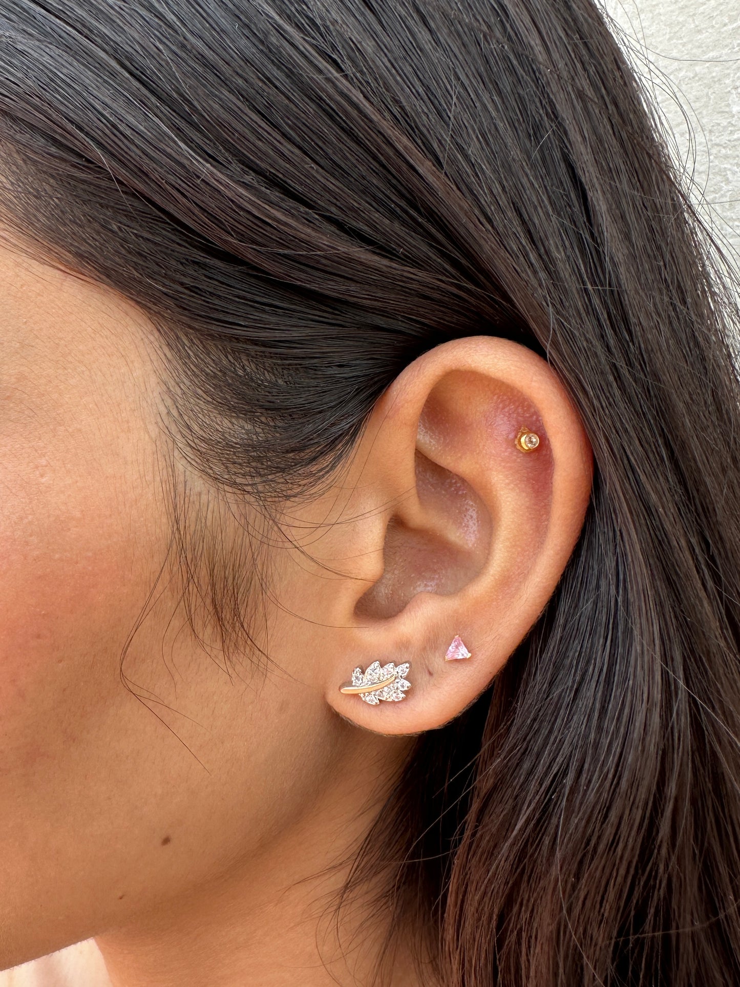 Whispering Leaves Rose Gold Polish Studs