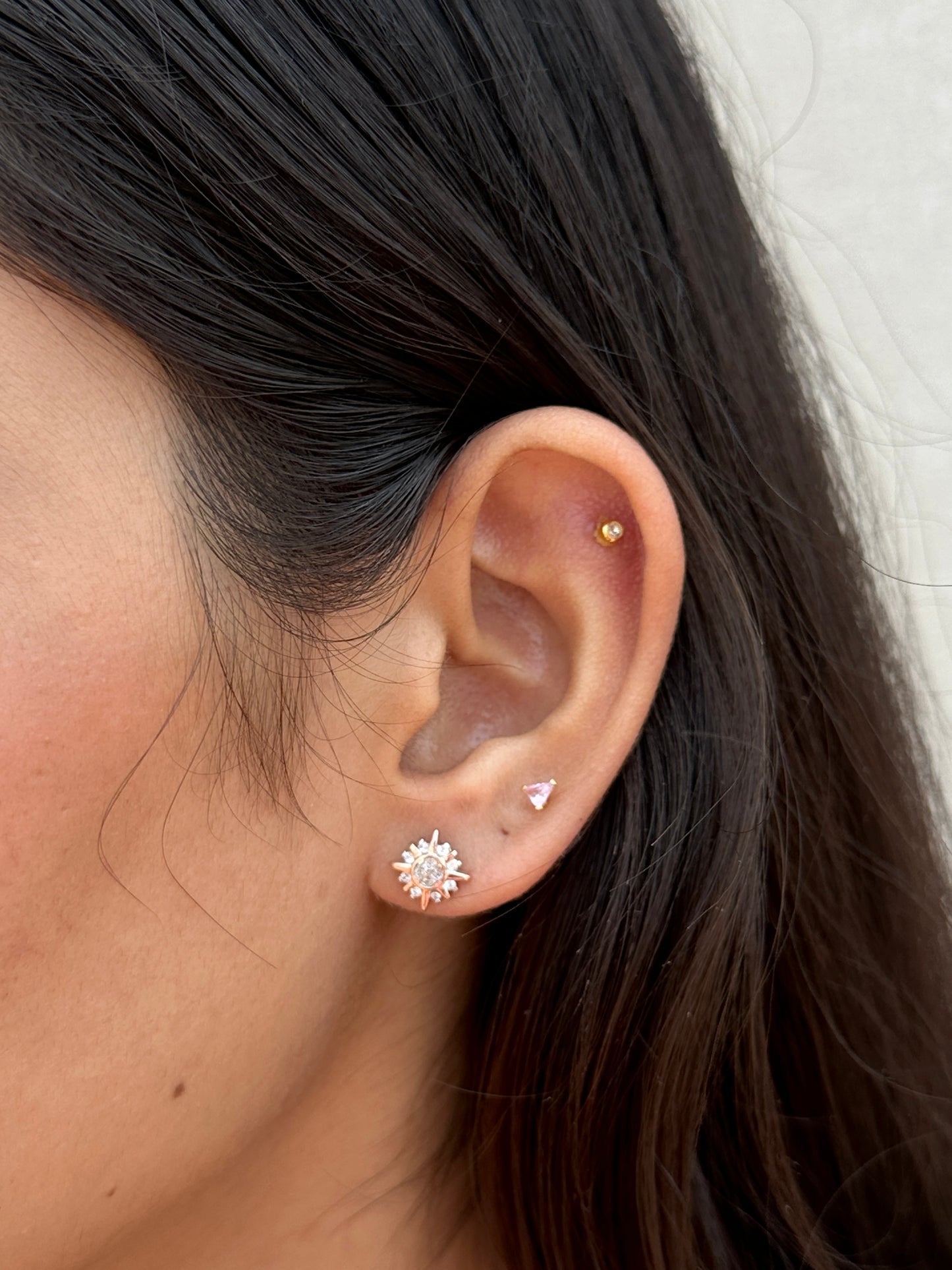 Sunburst Radiance Rose Gold Polish Studs
