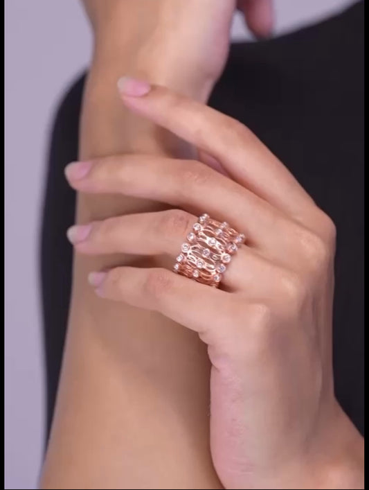2 in 1 |925 Silver| Rose Gold Ring+Bracelet (Convertible)