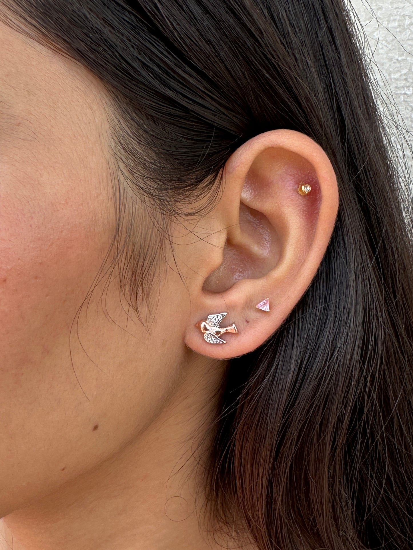 Cupid’s Arrow Rose Gold Polish Studs