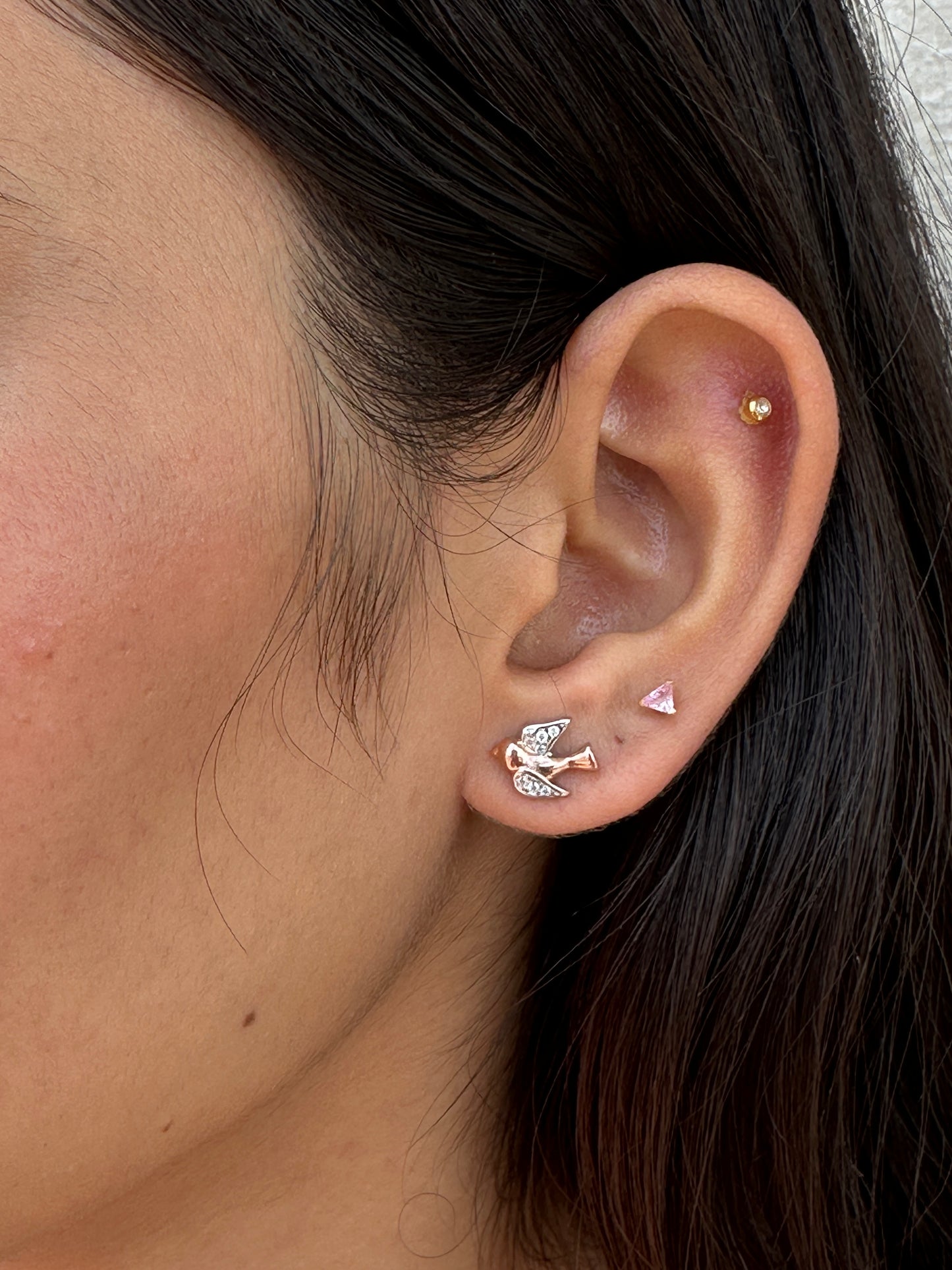 Cupid’s Arrow Rose Gold Polish Studs