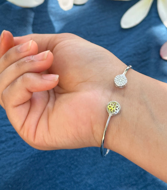 Dazzling Dual-Tone Silver Kada