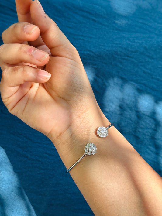 Elegant Silver Floral Kada