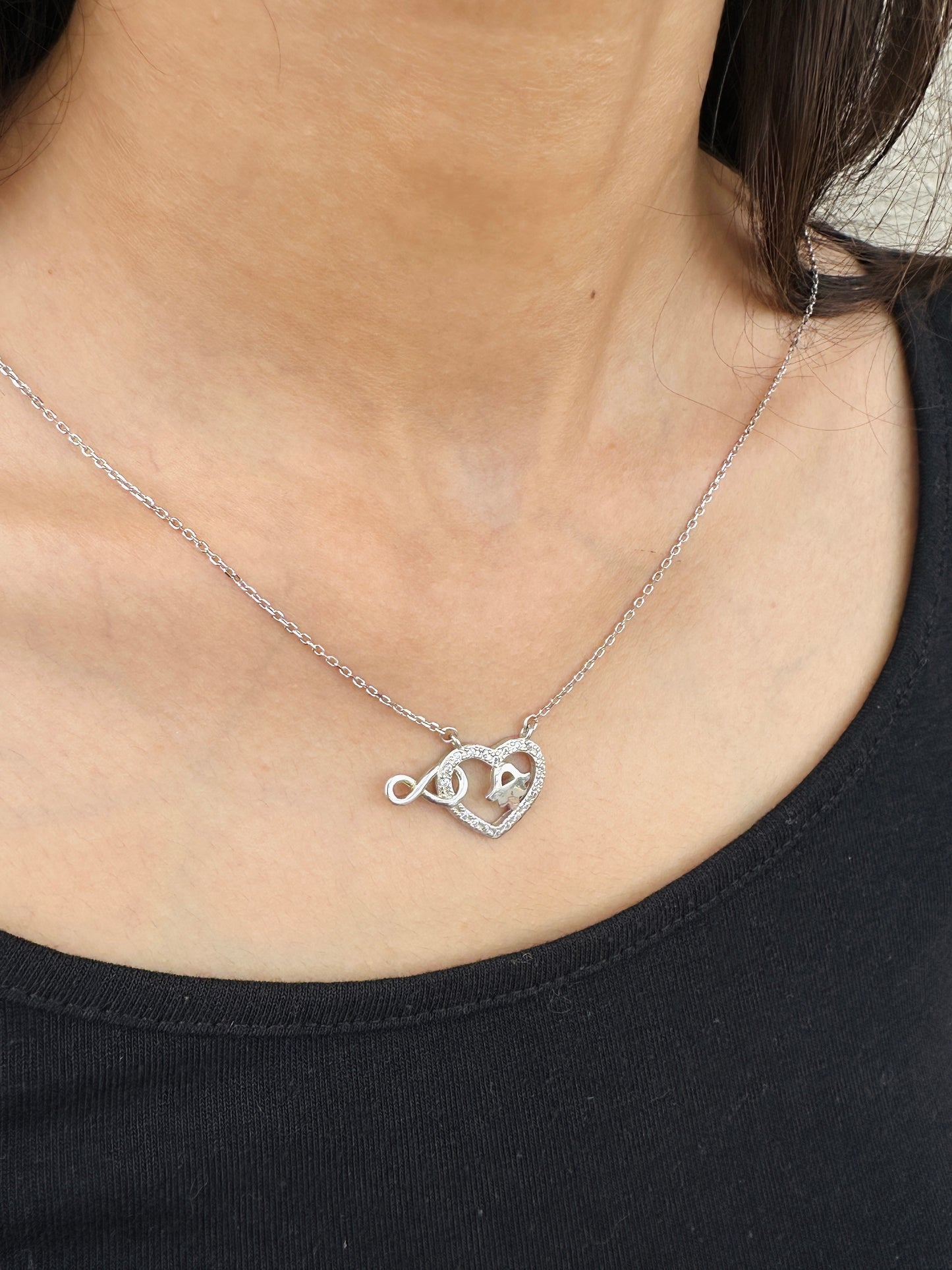 Heart X Infinity Pendant Silver Necklace