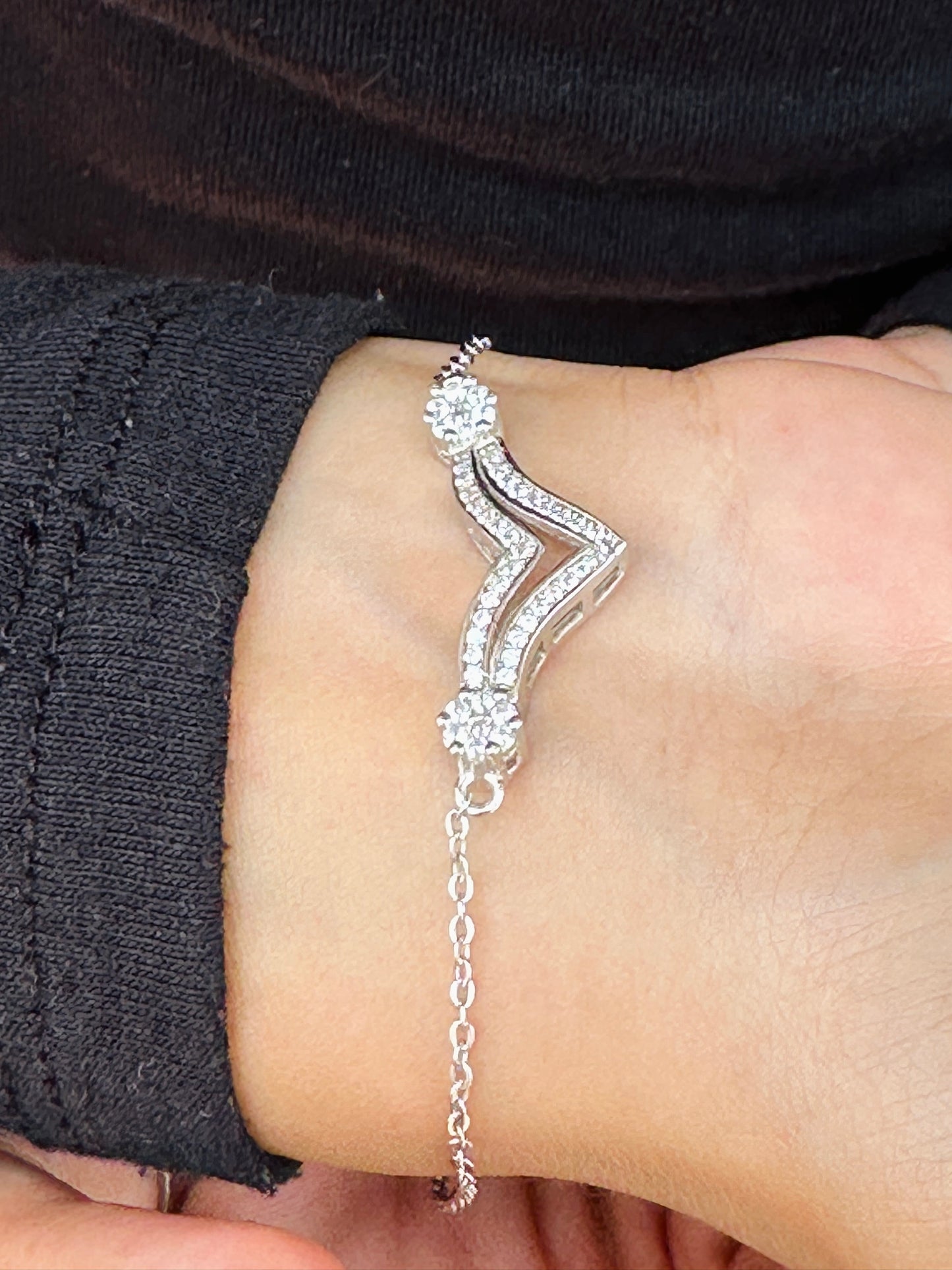 V-Shaped Silver Bracelet