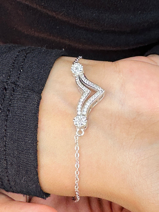V-Shaped Silver Bracelet