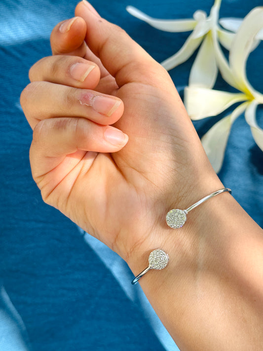 Sparkling Dual Disc Silver Kada
