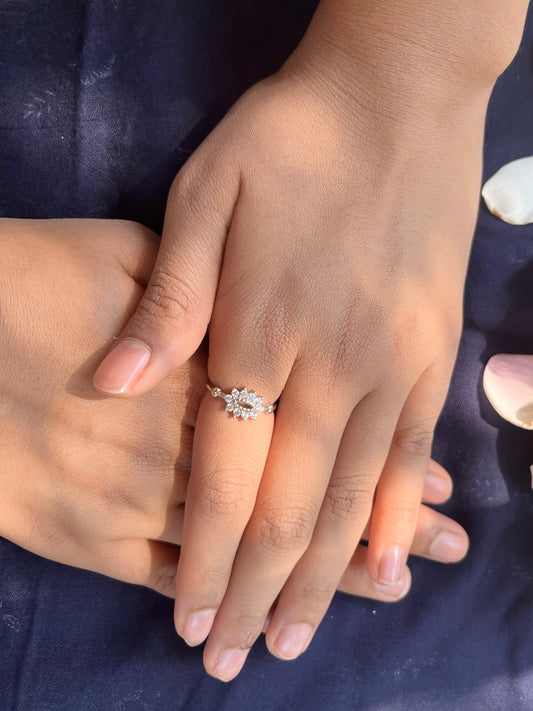 River Stone Silver Ring