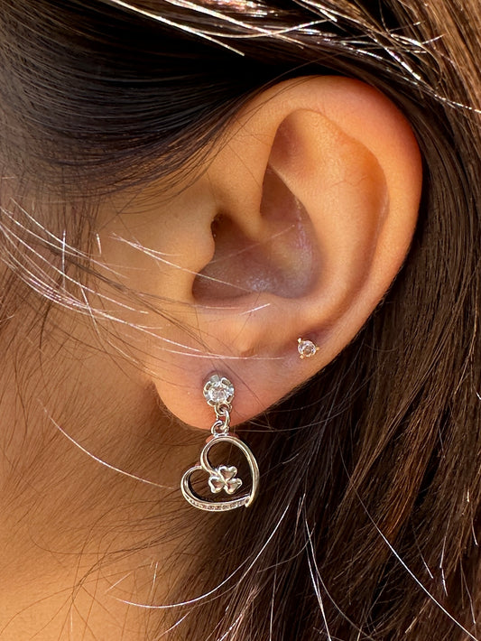 Silver Heart Dangle Earring