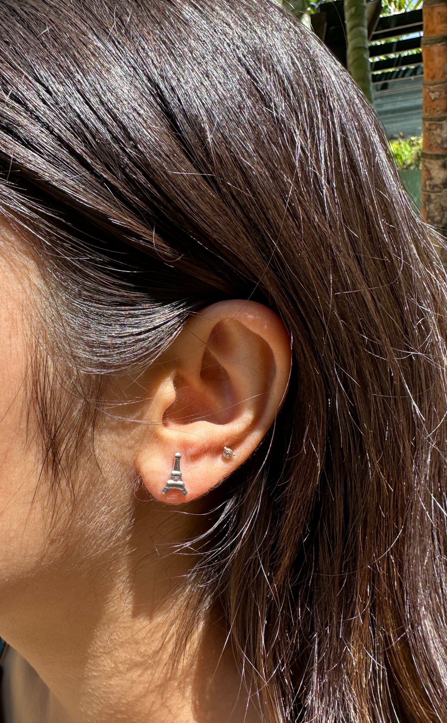 Eiffel Tower Silver Stud Earrings