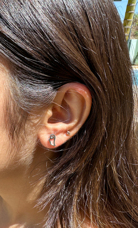 Hamsa Hand Silver Stud Earrings