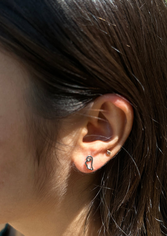 Hamsa Hand Silver Stud Earrings