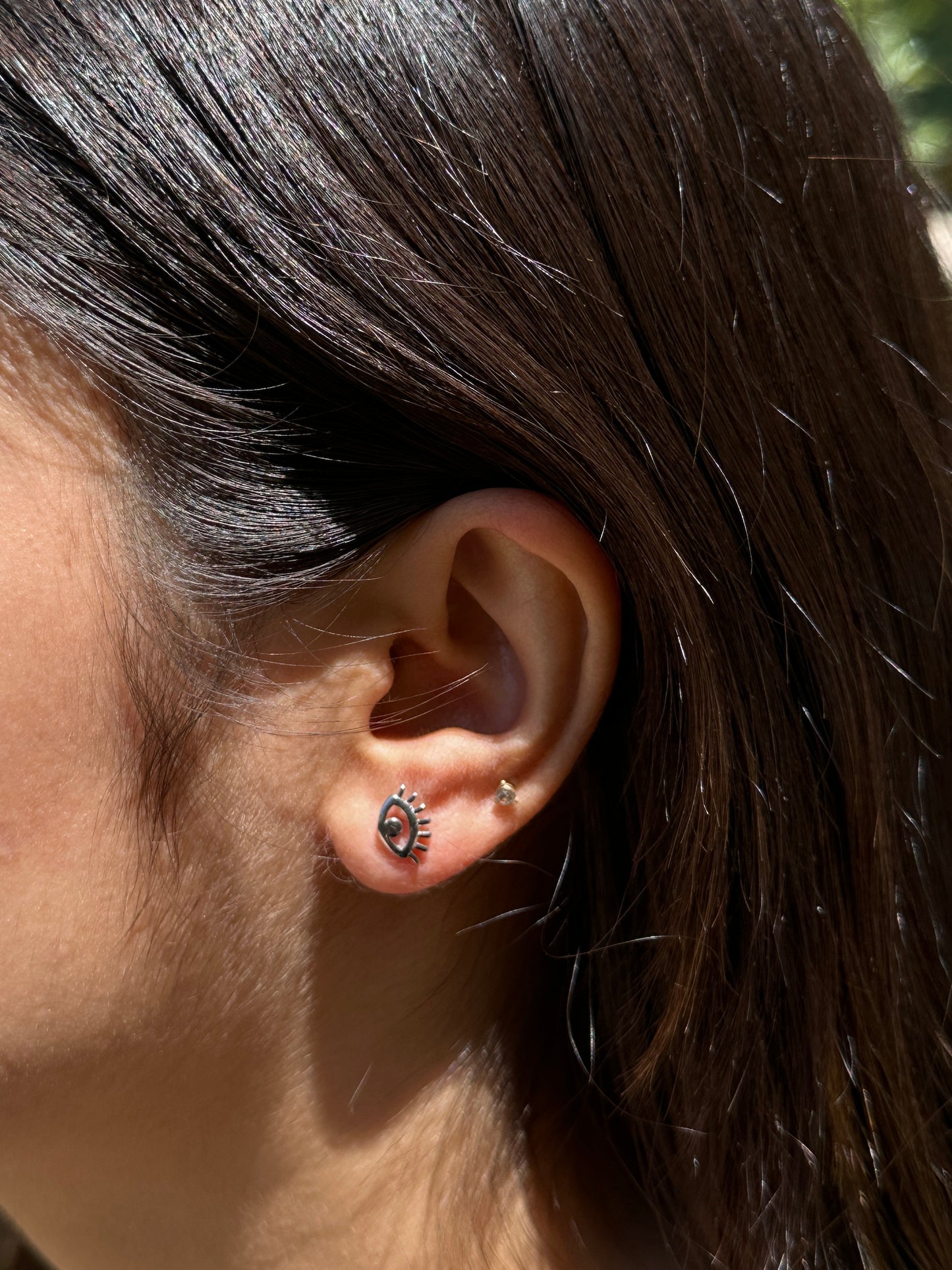 Evil Eye Silver Stud Earrings