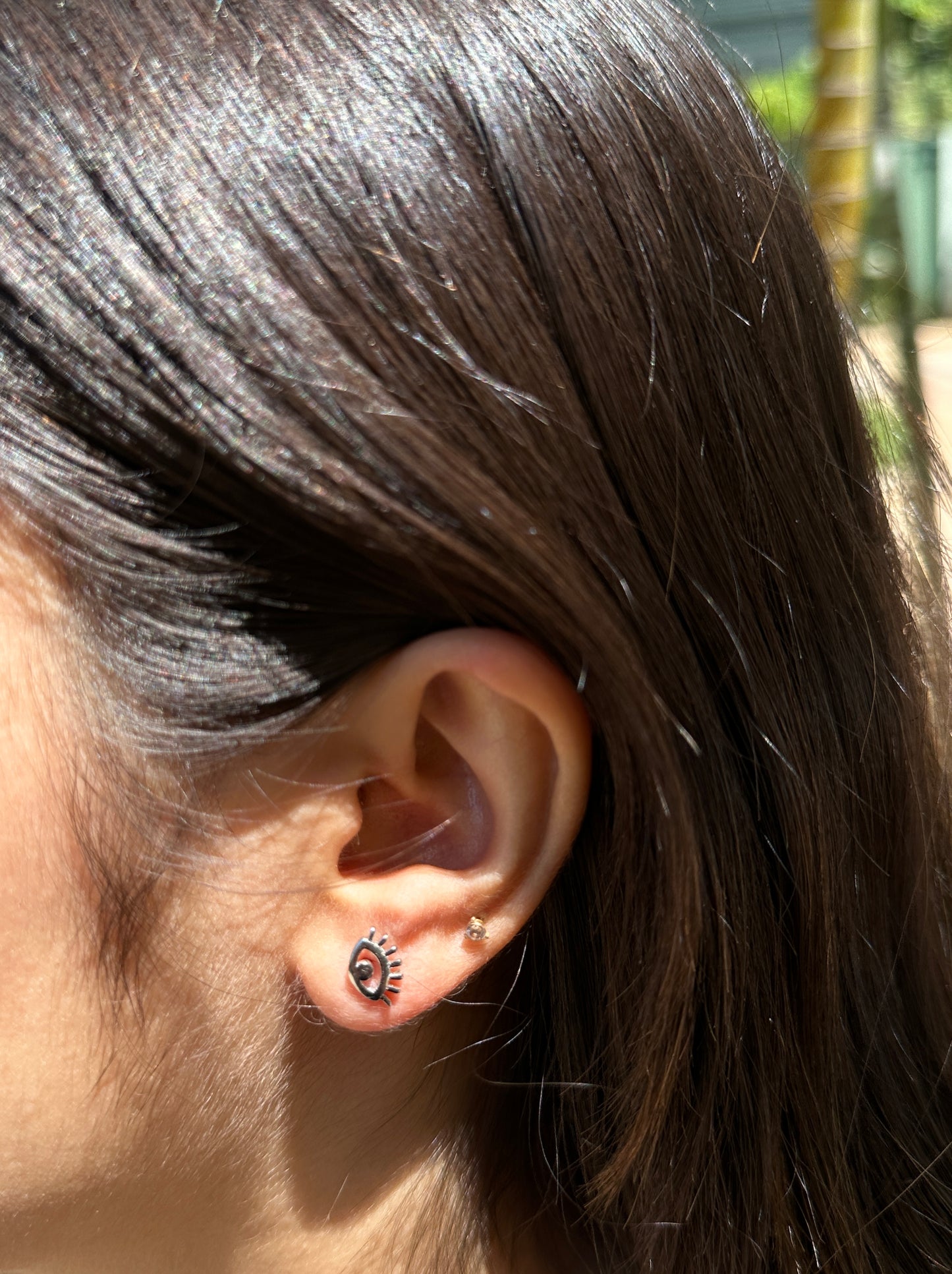 Evil Eye Silver Stud Earrings