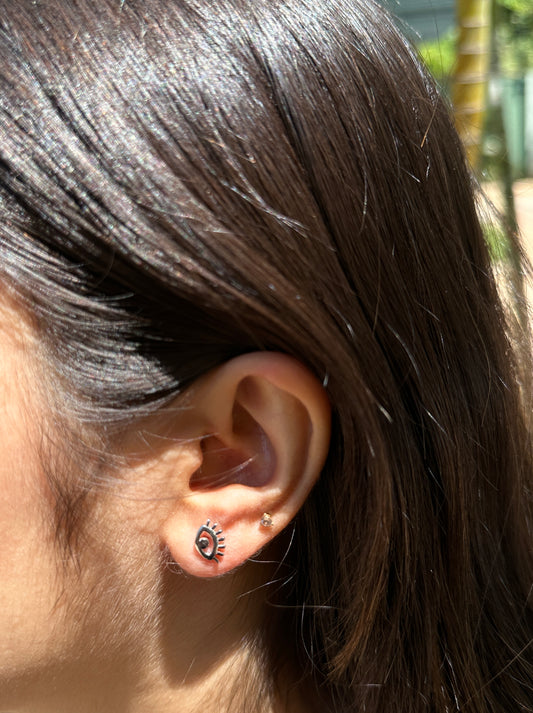 Evil Eye Silver Stud Earrings