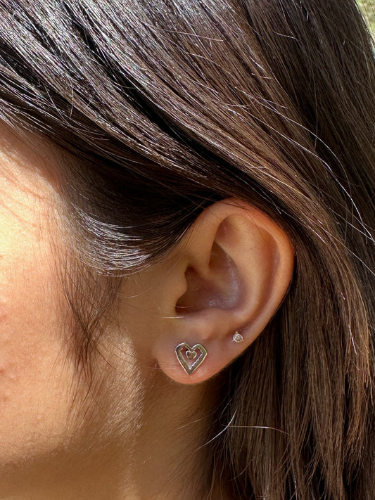 Heart Silver Stud Earrings