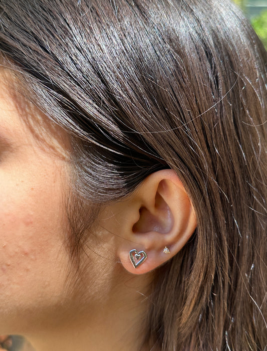 Heart Silver Stud Earrings
