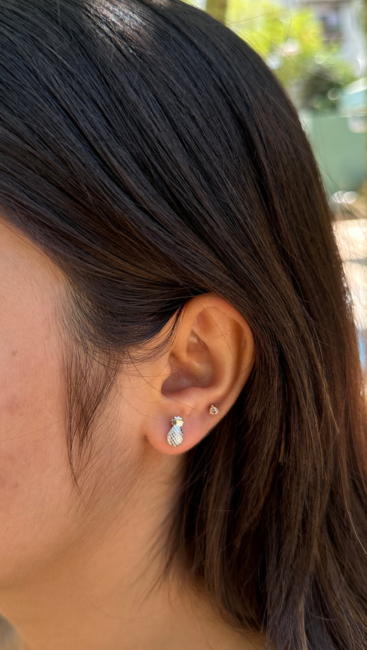 Pineapple Silver Stud Earrings