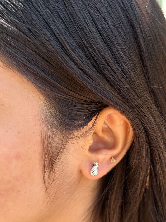 Pineapple Silver Stud Earrings