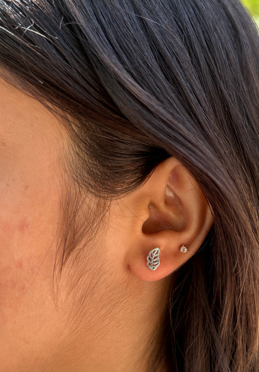 Silver Leaf Stud Earrings