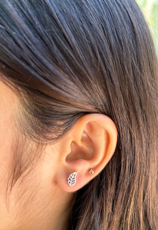 Silver Leaf Stud Earrings