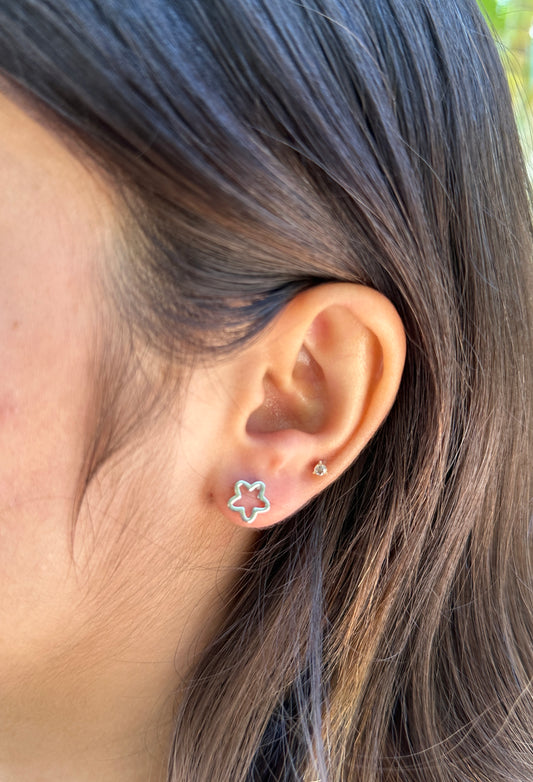 Silver Floral Stud Earrings
