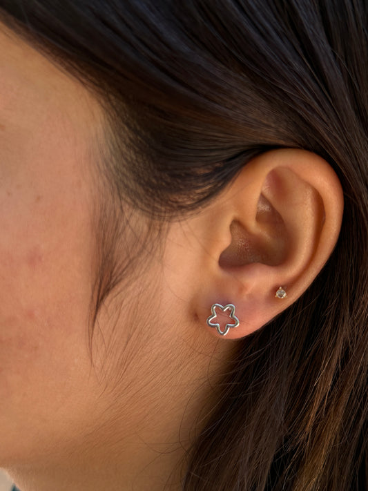 Silver Floral Stud Earrings