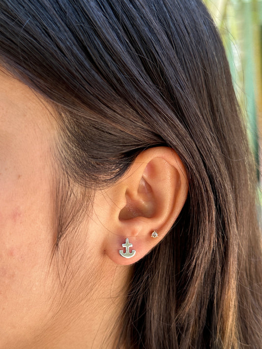 Minimalist Anchor Stud Earrings