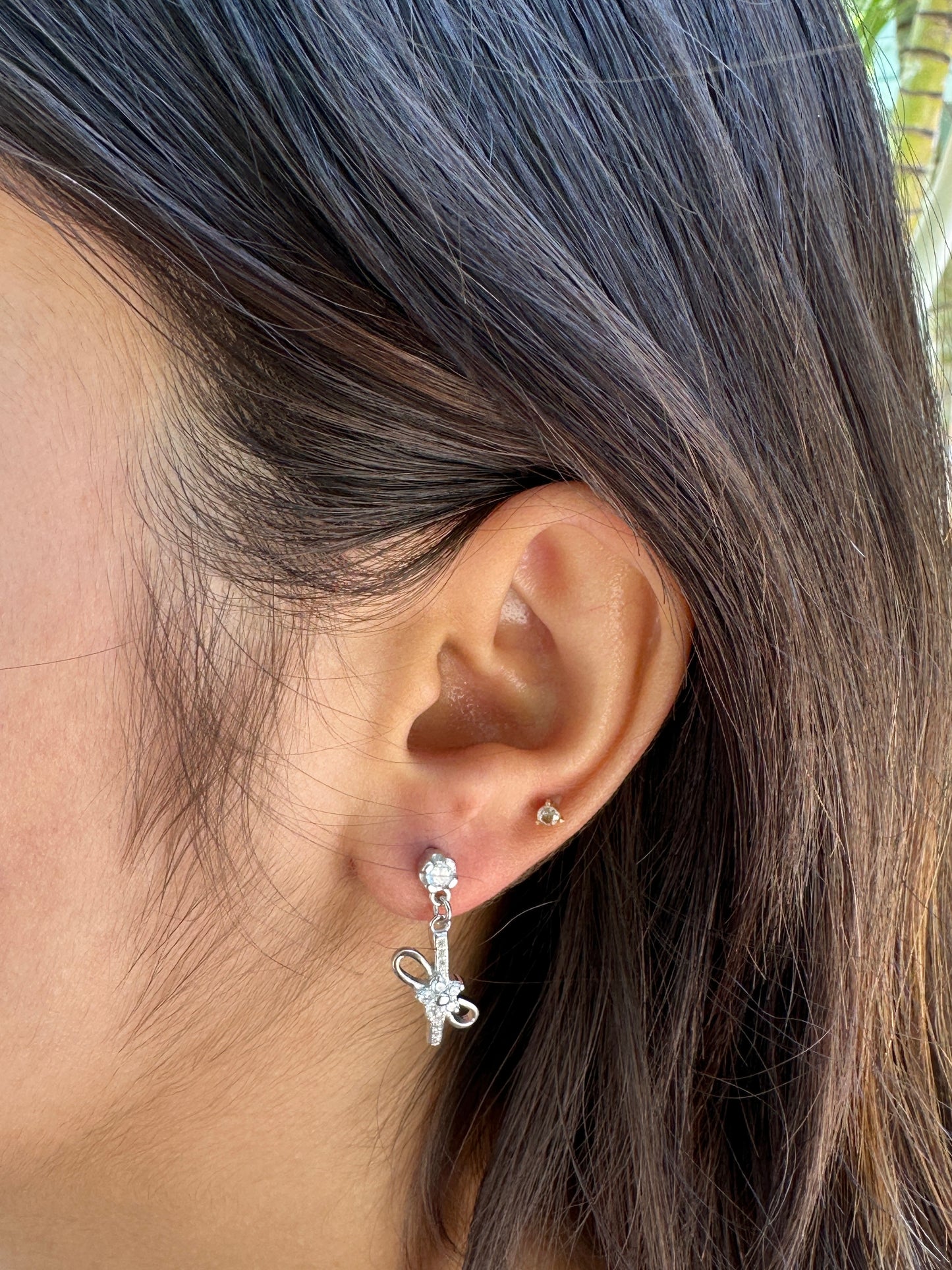 Silver Bow-Shaped Earrings